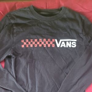 Vans Black Long Sleeve Shirt with Red Checkered Design
